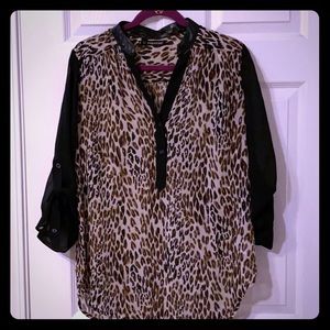 Leopard print sheer flowy top
